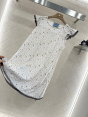 PRADA COTTON DRESS WITH LACE MIXED SLEEVES