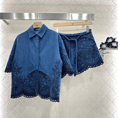 ZIMMER 25S EMBROIDERED DENIM SHIRT SET 265628