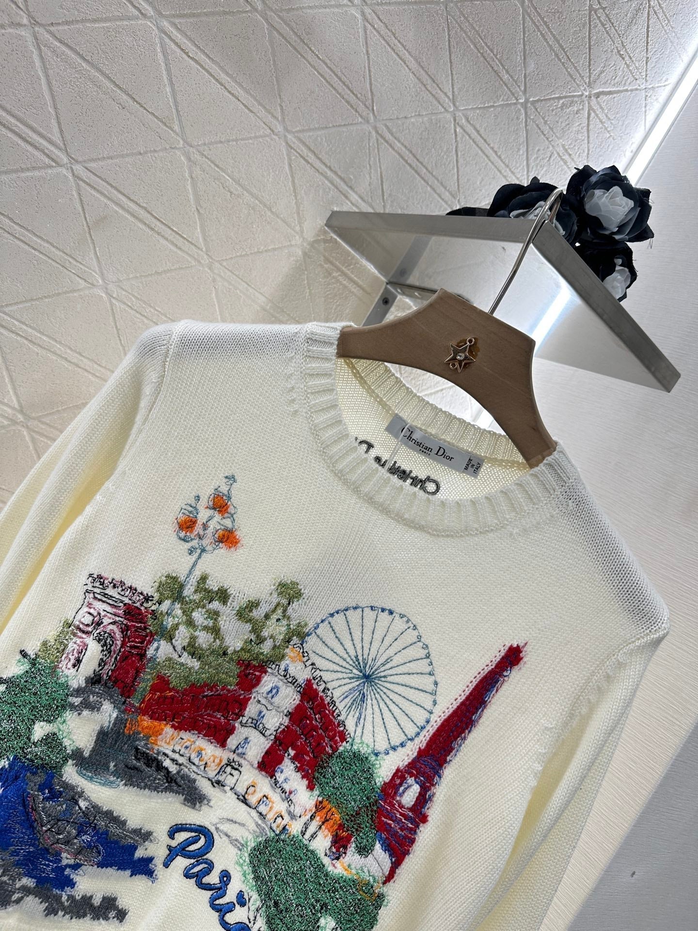 DIOR EMBROIDERED LANDSCAPE KNIT SWEATER 272312