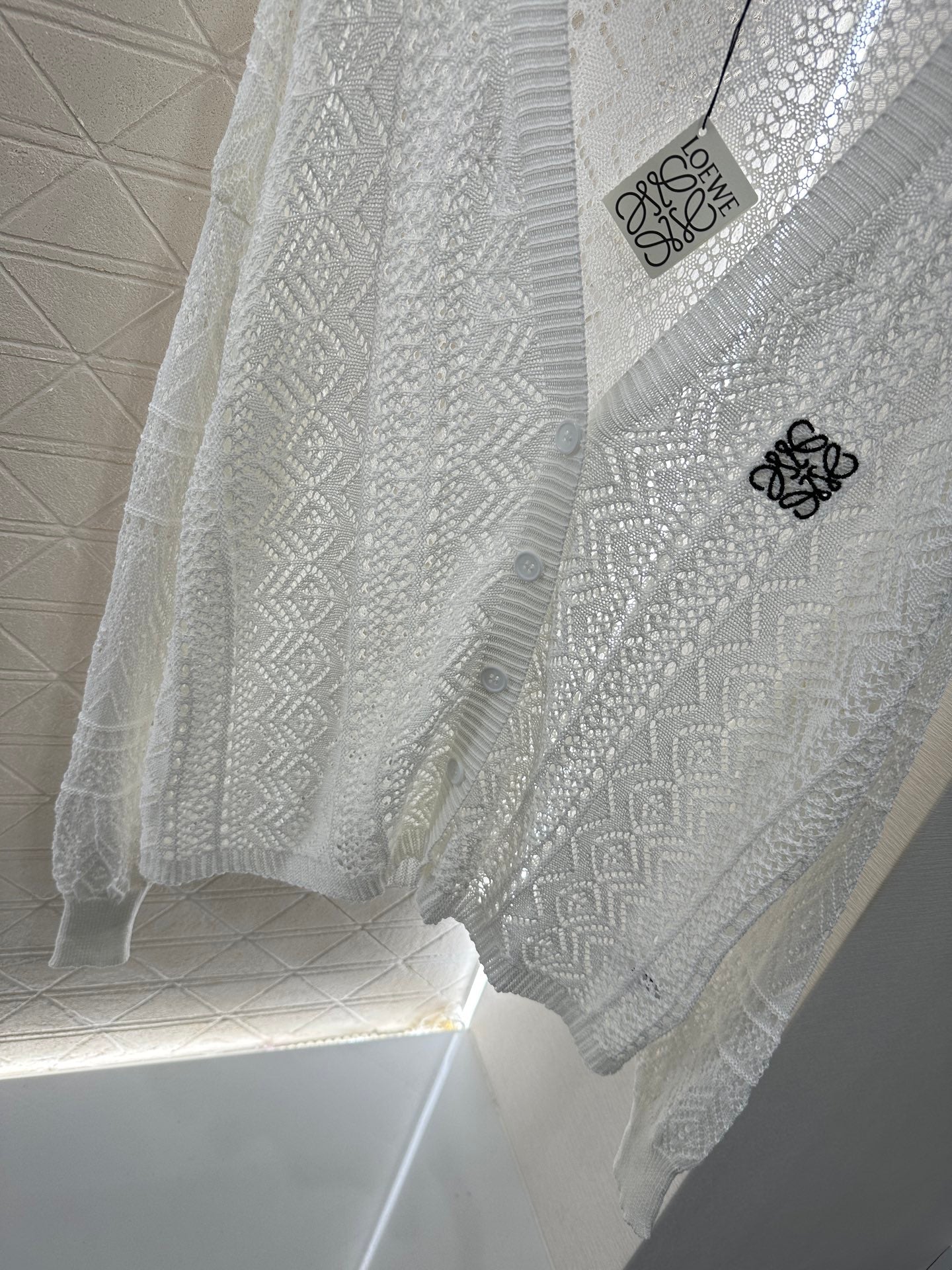 LOEWE HOLLOW KNITTED CARDIGAN DRESS SET 276594