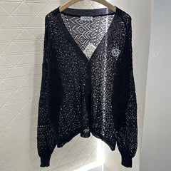 LOEWE HOLLOW KNITTED CARDIGAN DRESS SET 276591