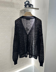 LOEWE HOLLOW KNITTED CARDIGAN DRESS SET 276591