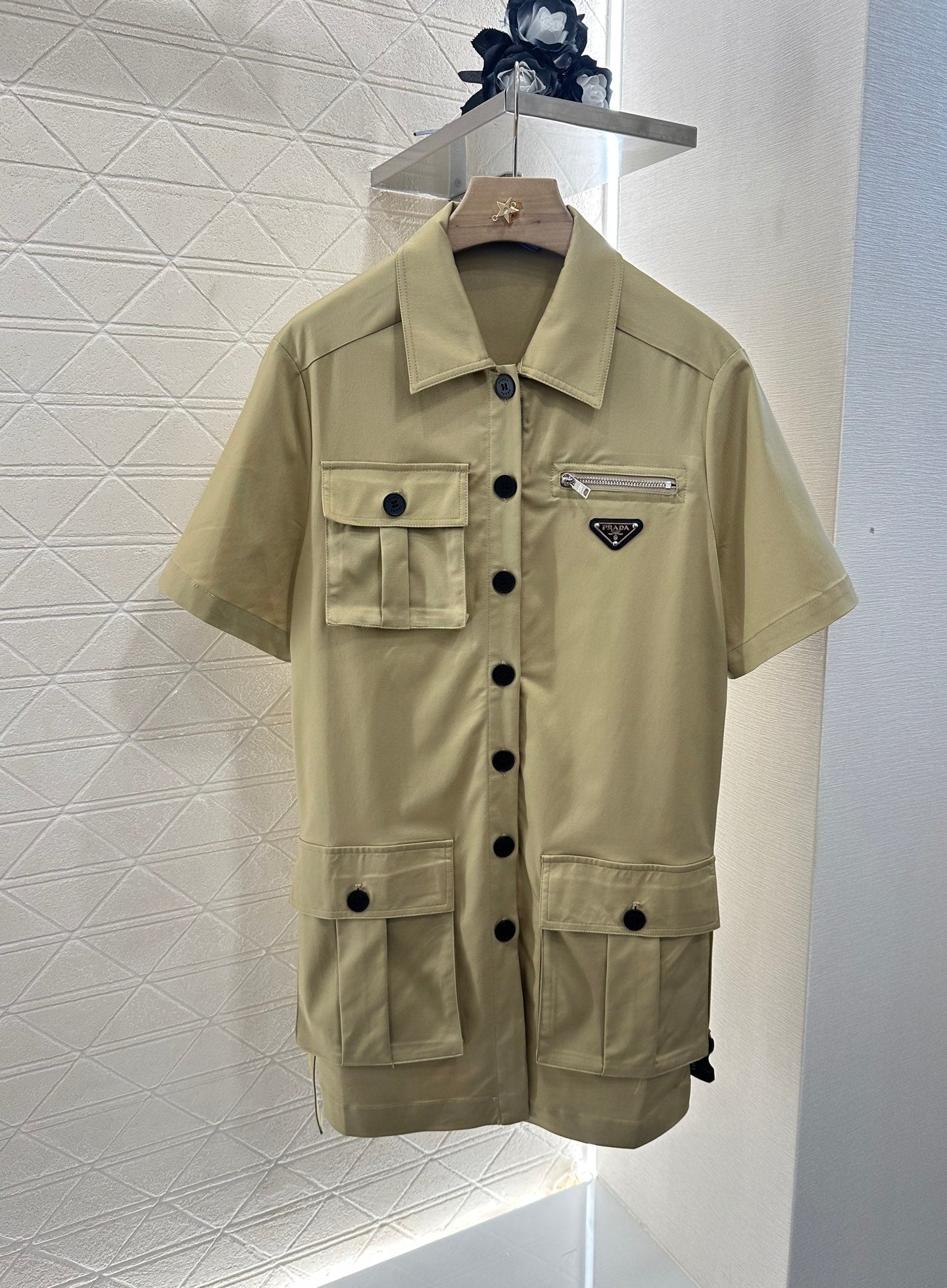 PRADA BELTED OFFICE DRESS WITH POCKETS 276513