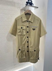 PRADA BELTED OFFICE DRESS WITH POCKETS 276513