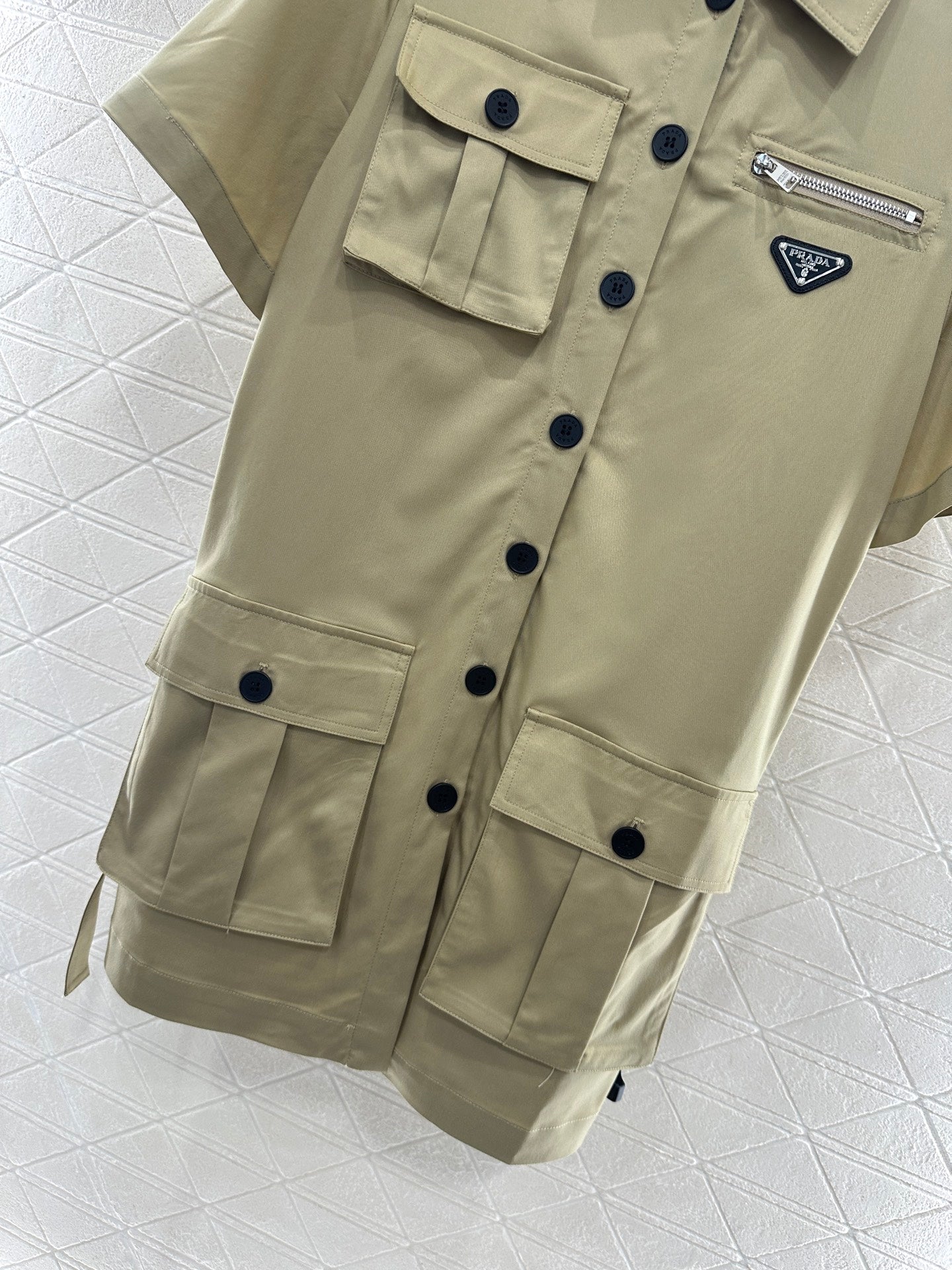 PRADA BELTED OFFICE DRESS WITH POCKETS 276513