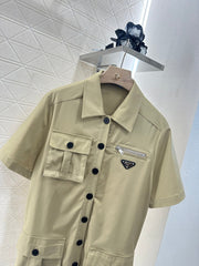 PRADA BELTED OFFICE DRESS WITH POCKETS 276513