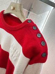 MIUMIU STRIPED CREW NECK SWEATER 276681
