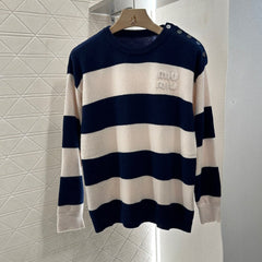 MIUMIU STRIPED CREW NECK SWEATER 276678