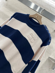 MIUMIU STRIPED CREW NECK SWEATER 276678