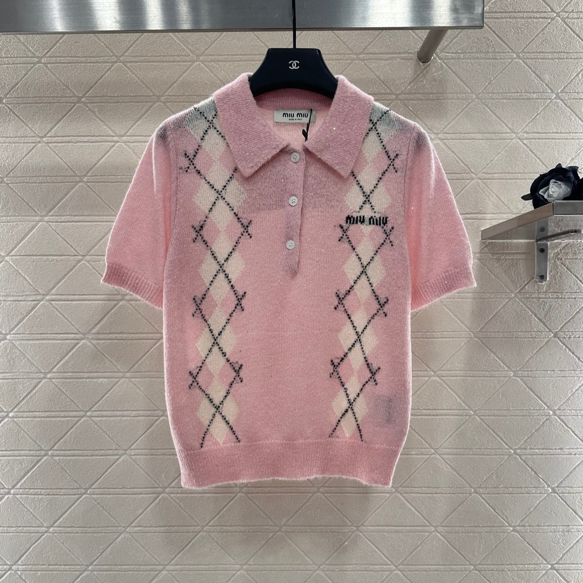 MIUMIU SHORT-SLEEVE KNIT TOP STYLE 24