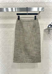 CHANEL 25S VELVET-TRIM JACKET AND SKIRT SET 398