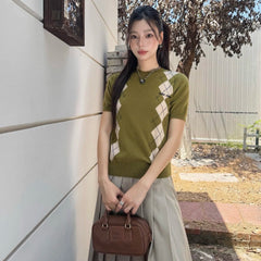 MIUMIU SHORT-SLEEVE KNIT TOP STYLE 367