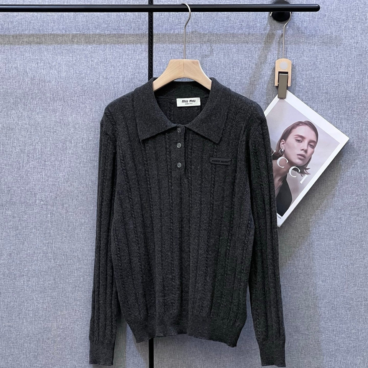 MIUMIU LONG-SLEEVE KNIT POLO 319