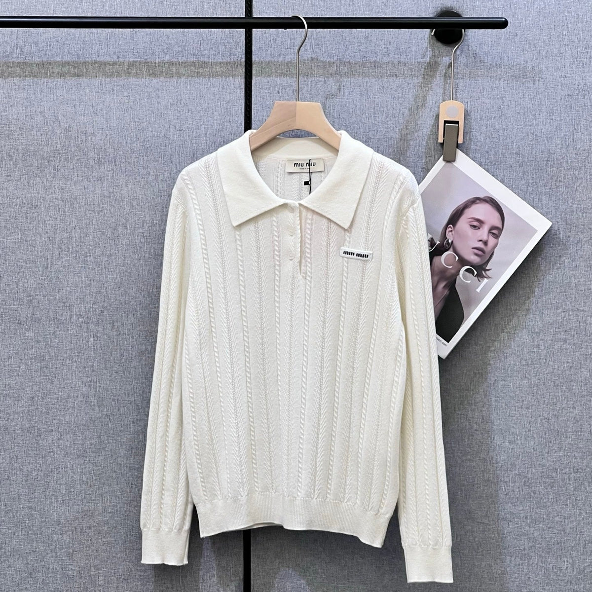 MIUMIU LONG-SLEEVE KNIT POLO 320