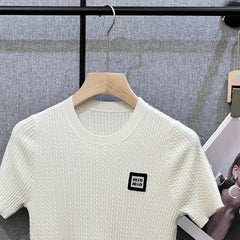 MIUMIU SHORT-SLEEVE KNIT TOP STYLE 283