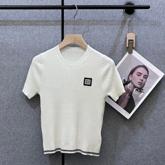 MIUMIU SHORT-SLEEVE KNIT TOP STYLE 283