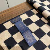 DAMIER SCARF 200 CM IN BLACK MIX TAN BEIGE CASHMERE 388194