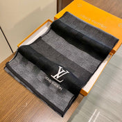 DAMIER HERITAGE SCARF 180 CM IN BLACK MIX GRAY CASHMERE 391150