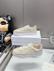 CHLOÉ TELMA LACE-UP SNEAKER IN CREAM BEIGE LAMBSKIN AND RAFFIA