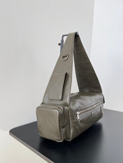 SUPERBUSY SLING BAG 35 IN KHAKI GREEN LAMBSKIN