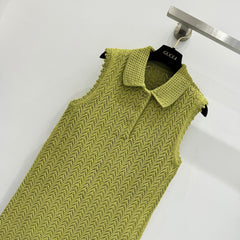 GUCCI SLEEVELESS KNIT POLO DRESS IN BUTTER YELLOW 267480