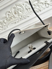 ZIP CABINE 31 BAG IN PALE GRAY CANVAS AND BLACK CALFSKIN