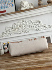 BOLSO HERBAG ZIP 31 RETOURNE BAG IN OFF-WHITE MIX BROWN H VIKING CANVAS AND COWHIDE