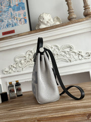 HERBAG ZIP 31 LAQUERED BAG IN OFF-WHITE MIX BLUE H PLUME CANVAS