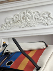 HERBAG ZIP 31 LAQUERED BAG IN BLUE MIX RED H PLUME CANVAS