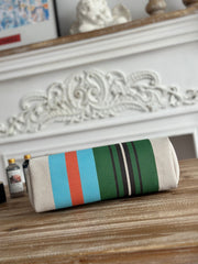 HERBAG ZIP 31 LAQUERED BAG IN GREEN MIX BLUE H PLUME CANVAS