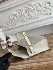 HM 26S KELLY MINI 22MM IN MILKY WHITE CROC EMBOSSED CALFSKIN GOLD KELLY BUCKLE