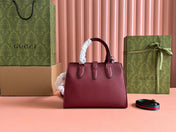 SMALL JACKIE TOTE 24 IN BURGUNDY LAMBSKIN