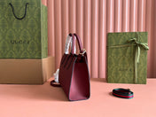 SMALL JACKIE TOTE 24 IN BURGUNDY LAMBSKIN
