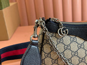 OPHIDIA SHOULDER BAG 25 IN GREY EBONY CANVAS AND BLACK LAMBSKIN SILVER HARDWARE