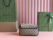 MARMONT MEDIUM SHOULDER BAG 22 IN BEIGE AND BROWN GG CANVAS BLACK CALFSKIN