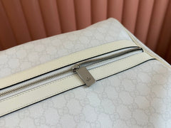 MEDIUM DUFFLE BAG WITH WEB 47 IN WHITE SOFT GG CALFSKIN