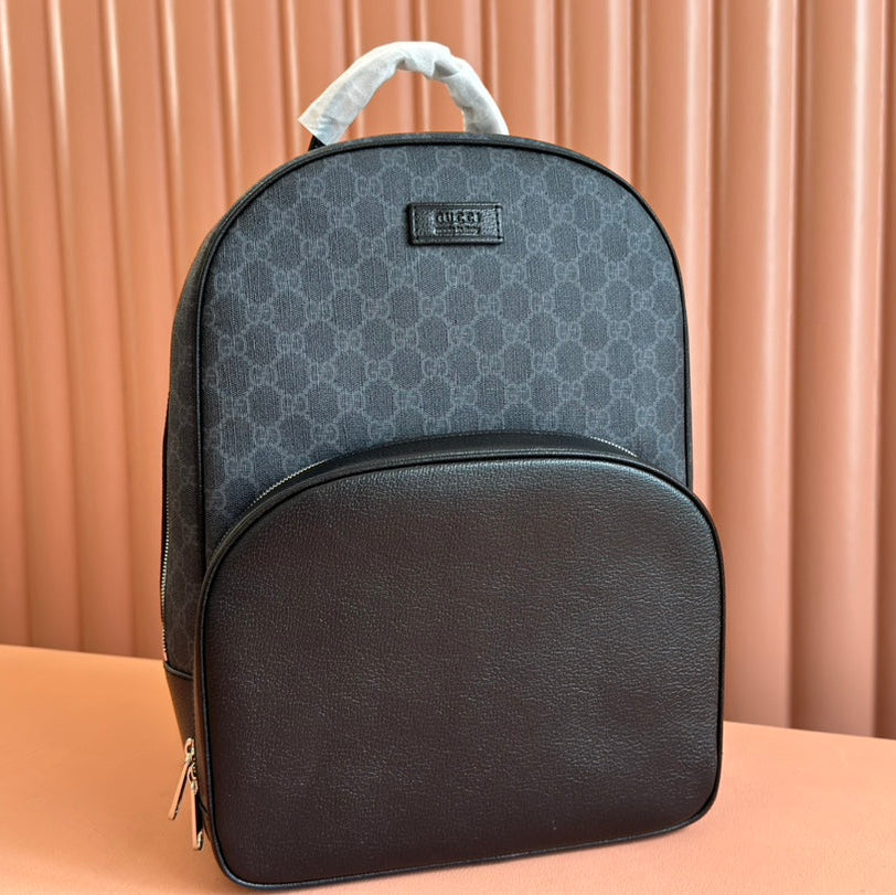 MEDIUM GG BACKPACK 40 IN DARK GREY AND BLACK CALFSKIN