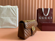 MARMONT MEDIUM SHOULDER BAG  26 IN BROWN MATELASSE CHEVRON LAMBSKIN