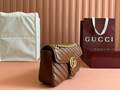 MARMONT MEDIUM SHOULDER BAG  26 IN BROWN MATELASSE CHEVRON LAMBSKIN