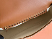 BLONDIE LARGE TOP HANDLE BAG 32 IN BEIGE AND DARK BROWN CANVAS BROWN CALFSKIN