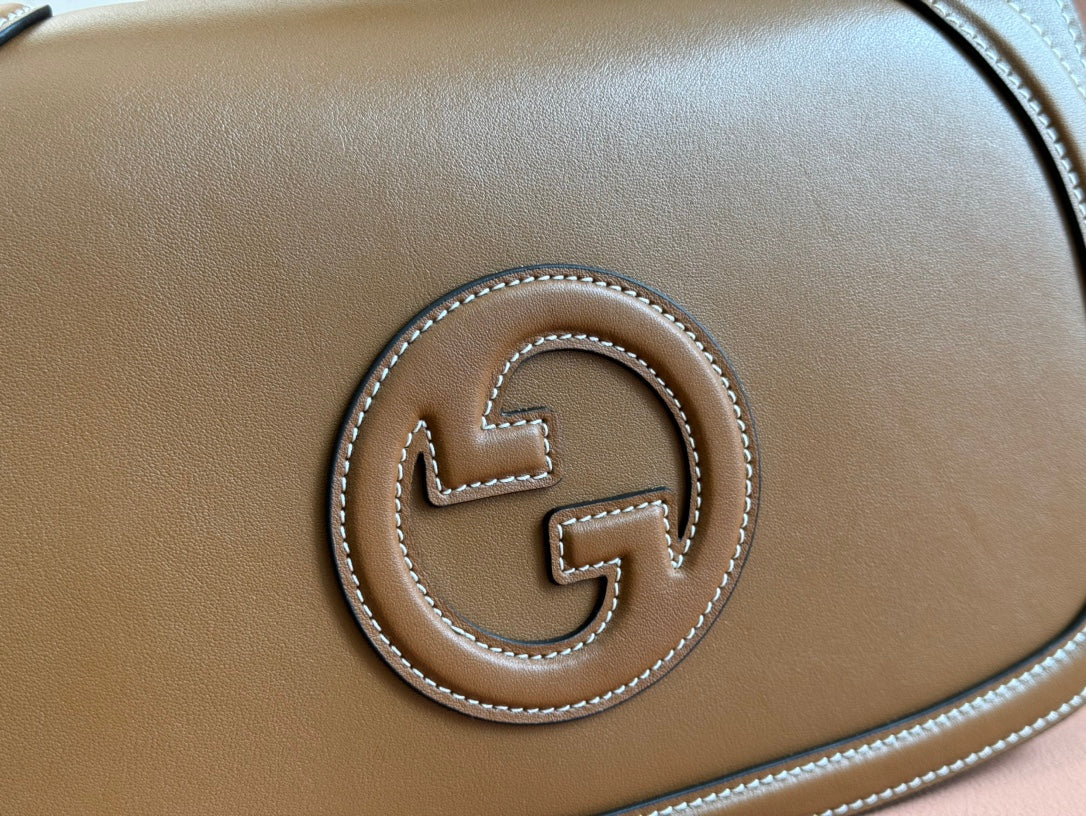 BLONDIE LARGE TOP HANDLE BAG 32 IN BROWN CALFSKIN