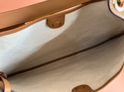 BODY MEDIUM SHOULDER BAD 49 IN BEIGE MONOGRAM CANVAS AND BROWN CALFSKIN GOLD HARDWARE