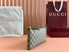 RUBBER EFFECT SMALL WALLET ON CHAIN 22.5 IN BEIGE AND DARK BROWN GG CALFSKIN