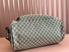 GG SMALL DUFFLE BAG 42 IN BEIGE AND DARK BROWN GG CANVAS