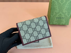 HORSEBIT 1955 CARD CASE WALLET 11 IN BEIGE DARK BROWN NEW GG AND ROSSO ANCORA RED CALFSKIN