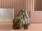 ARCADIE MATELASSÉ BAG 22 IN TAWNY BROWN GLOSSY LAMBSKIN
