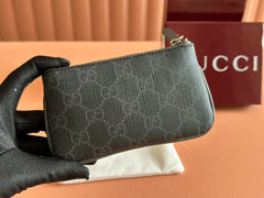 BI-COLOUR ZIP KEY CASE 12 IN DARK GREY CALFSKIN