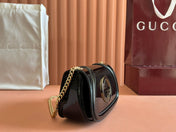SMALL BLONDIE SHOULDER BAG 21.5 IN BLACK PATENT CALFSKIN