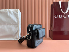 SMALL JUMBO CROSSBODY 23 IN GREY AND BLACK GRAINY GG LAMBSKIN