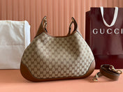 B MEDIUM SHOULDER BAG 42 IN BEIGE AND DARK BROWN GG CANVAS